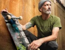 Branded image of a man with a skateboard 